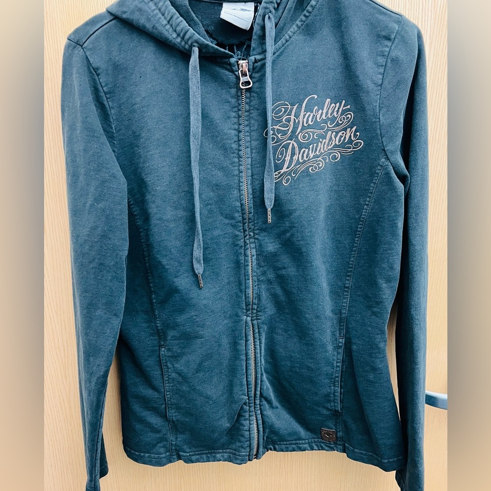 Harley-Davidson Crochet Back Zip Up Hoodie-Rare Find